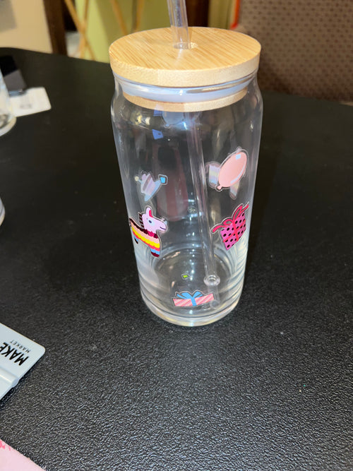 Aesthetic Glass Tumbler with Bamboo Lid