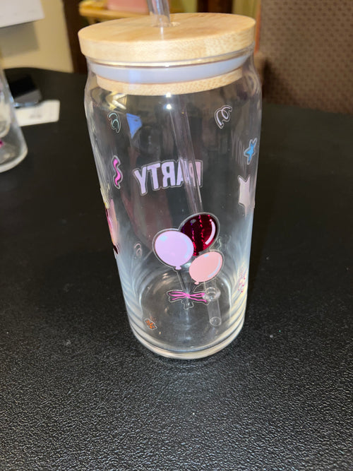 Custom Floral Glass Cup